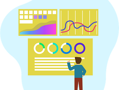 Man and math design digital trading finance analysis diagram. graphic design illustration