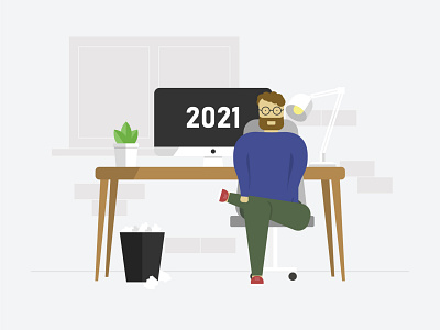 2021 character design desk flat illustration vector