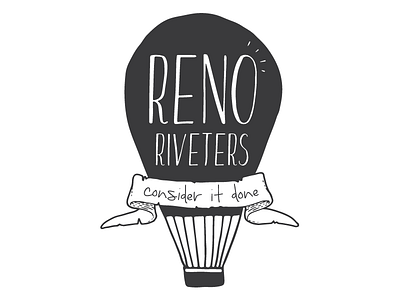 Reno Riveters Logo Option 2 balloon illustration logo reno typography