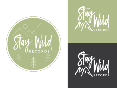 Stay Wild Records Logo Samples branding illustration logo mountains record typography