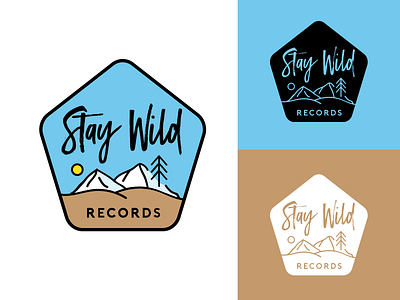 Stay Wild Records (Option 3) badge icon logo mountains tree typography wild