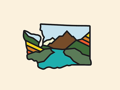 Washington flat landscape nature seattle sticker thick lines washington