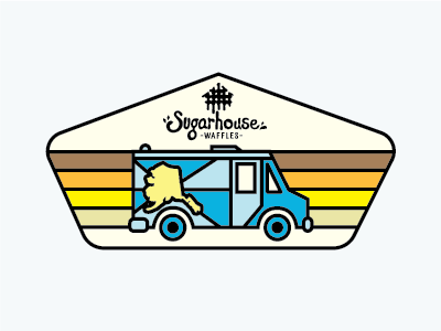 Sugarhouse Waffles Badge Design badge food truck logo retro waffles