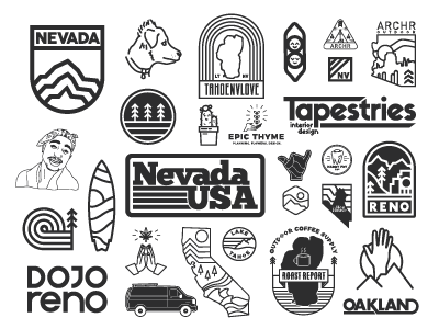 2017 Logo Recap arizona badge branding logo mountains nevada outdoors reno retro tupac