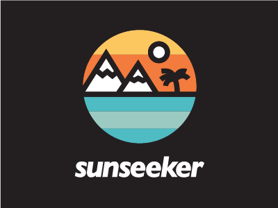 Sunseeker Logo badge beach icon logo mountains ocean outdoors sun tree