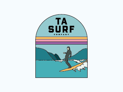 TA SURF CO Logo badge branding design illustration logo logo design logodesign mountains nature outdoors retro surf surfer surfing