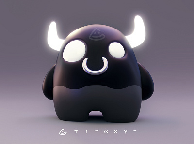 Black ox 3d blender cartoon design ox