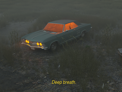 Deep breath. 3d c4dfordesigners car cinema4d creepy fog foggy green hand horror lowlied moody octane octanerender orange retro vintage