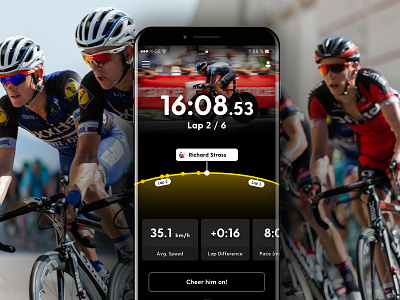 Cycling Event Track App app application barbell competition concept contest cycling event fitness games mobile running sketch ui