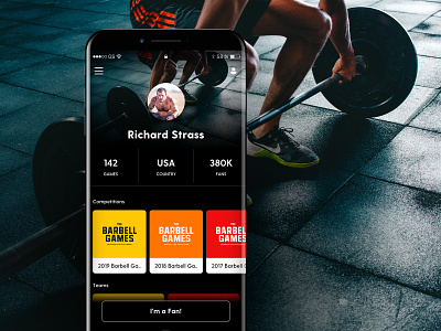 Athlete Profile App View account app application athlete clean competition concept design event fitness fitness app gym interface mobile mobile design original originality profile profile page ui