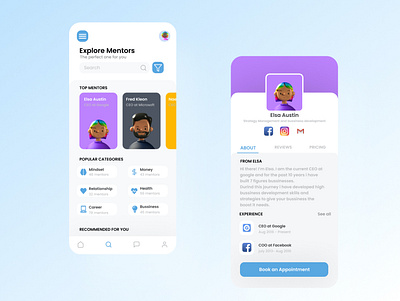 Mentor Booking App UI android app design experience design figmadesign interaction interfacedesign ios app ui uidesign userinterface