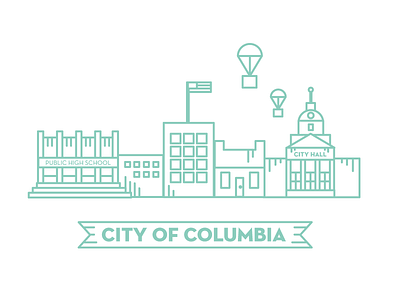 City of Columbia america city illustration lines mississippi