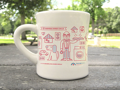 Farmers Insurance Mug cup farmers illustration insurance line art merch mug promotional