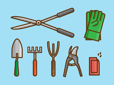 The Gardener garden illustration objects pieces print tools work