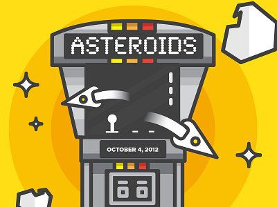 Asteroids 80s arcade illustration retro space video game