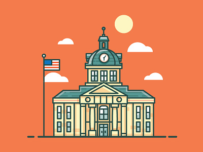 Marion Courthouse america building city government illustration mississippi usa