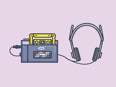 Walkman 80s audio illustration music sony tape tech