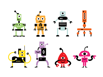 Robo Friends illustration print robots series tech