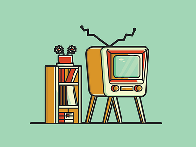 Retro TV 1960s illustration retro tv