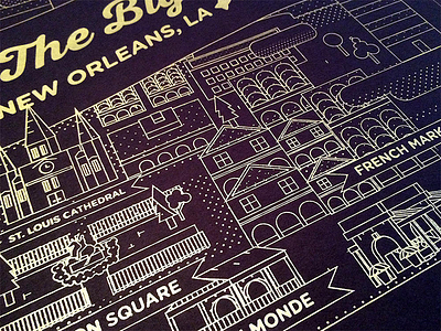 New Orleans Map Print gold illustration ink map new orleans nola screen print