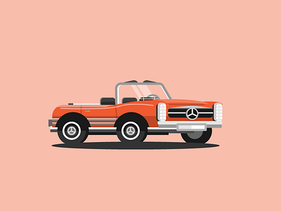 Mercedes-Benz W113 car german illustration orange vehicle