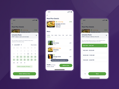 Orderly - Part 3 app bottom sheet calendar cards design food mob mobile ui ux