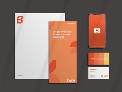 Bloom Credit Union - Brand Development app bank banking brand identity branding business card design finance finance logo graphic design letterhead logo stationery