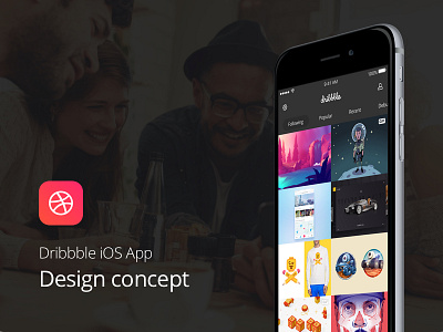 Dribbble iOS App - Design concept app application clean concept design dribbble interface ios material ui usability ux