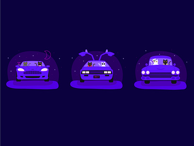 Drive-in movie illustrations