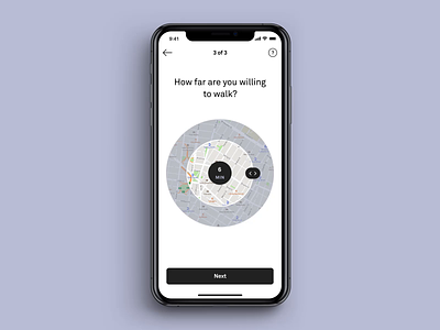 Distance Slider app custom interaction interaction design ios map mobile onboarding range slider ui