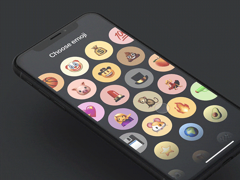 Emoji Selection app avatar emoji ios 11 iphone iphone x mobile principle prototype selection