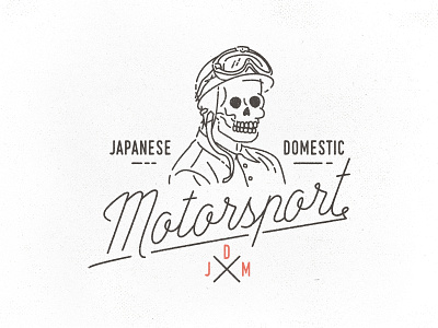 Japanese Domestic Motorsport badge handdrawn handwritten helmet illustration logo race script skull texture typography vintage
