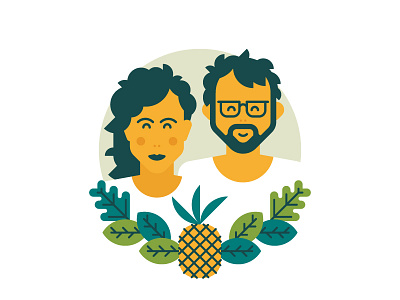 Couple beard cheeks couple face glasses hair illustration leaf lips man pineapple woman