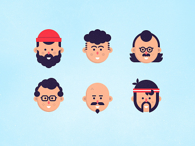 Guys beanie beard character emoji face glasses hair icon illustration man mustache sweatband