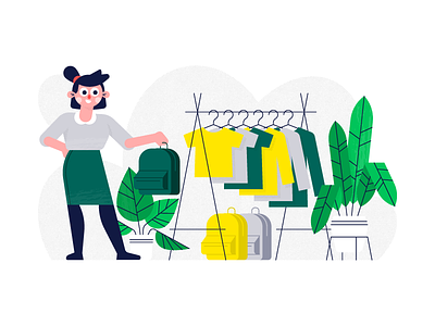 Print On Demand - Product Catalog backpack character flat girl halftone illustration plant rack t shirt texture vector web