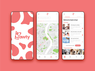 Pawty - App shots app branding concept design digital dogs ios pets ui ux web