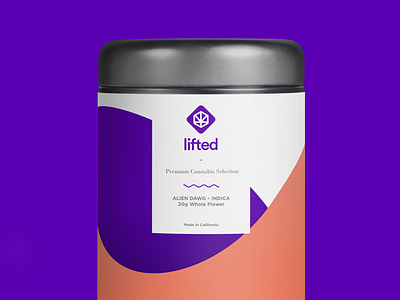 Lifted Packaging - 20g Tin application brand branding cannabis logo cannabis packaging concept design digital illustration lifted logo logo design marijuana pack package packaging packagingdesign smoke tin can weed