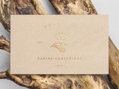 Charlie's Canine Companions - Business Cards brand branding business business cards concept design digital dog art dog food doggy daycare dogs home boarding icon illustration logo logo design small business vector website wood