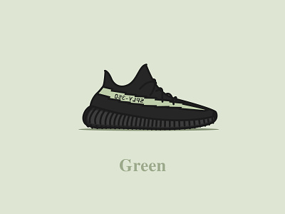 Yeezy Boost 350 - V2 - Core Black (Green) concept core black design digital green illustration shoes sneakers typography v2 vector yeezus yeezy boost 350