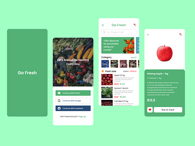 Go Fresh - Let's Alwasy be Happy and Healthy Everyday app design exploration explore fruit grocery ui vegetable