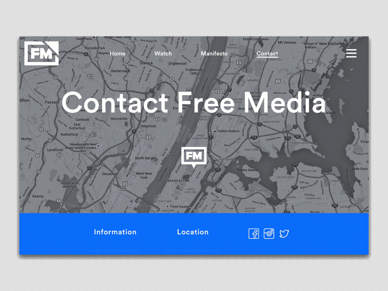 Free Media principle prototype sketch web design