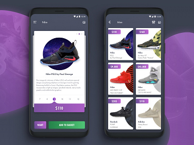 Sneaker Shop app cards ecommerce interface mobile shop sneaker ui ux