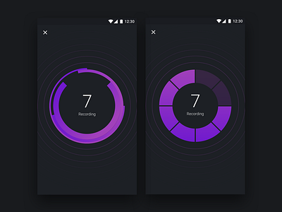 Neuron (first variations) android app interface loader mobile modal purple shazam ui ux