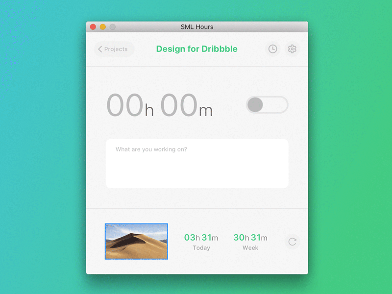 Timetracker interface design native app mac os toggle switch timetracker desktop ux ui