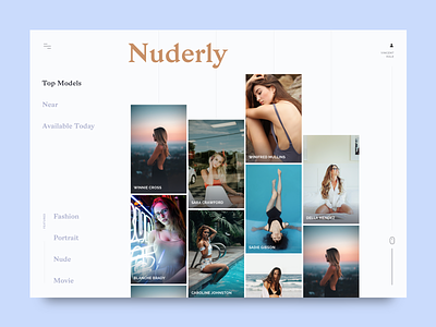 Nuderly app design desktop gallery interface layout photo site typography ui ux web