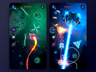 Rocket X alien arcade game gameplay illustration indie interface meteorite mobile shooter space ui unity