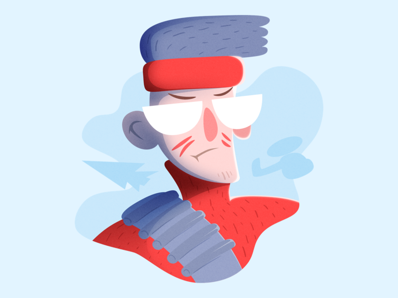 Rambo blue commander flat illustration military minimal rambo red simple soldier style vector war