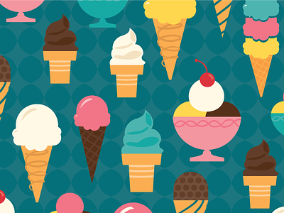 Yum cherry design ice cream illustration pattern summer surface