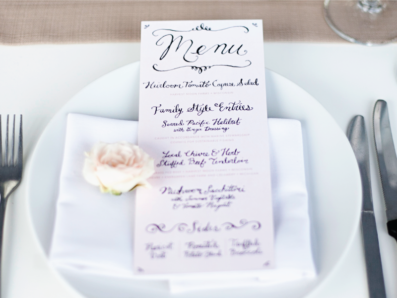 Wedding Menu handlettering hand-lettering design calligraphy menu wedding invitations suite pink feminine