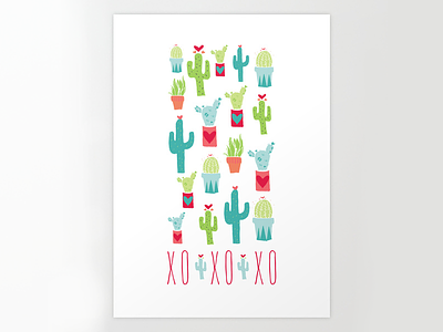 Happy Valentine's Day Cacti cactus hearts illustration pattern succulents surface design surtex valentine